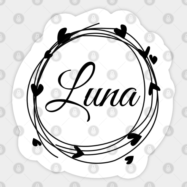 Luna name cute design Sticker by BrightLightArts